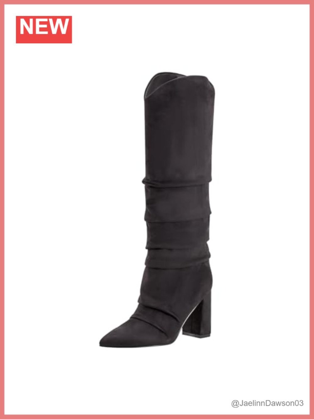 Faux Suede Knee-High Block Heel Pointed Toe Pull-On Dress Boots